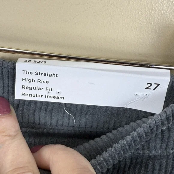 NWT LOFT The Straight High Rise Gray Corduroy Pants Womens Sz 27 - Picture 4 of 5
